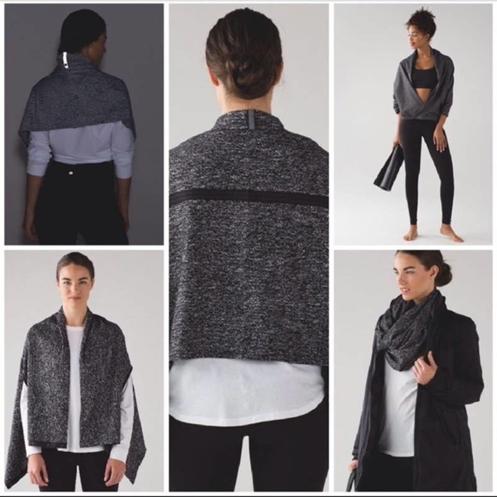 NWT Lululemon Vinyasa Wrap Scarf Running Luon Suited Jacquard Black White